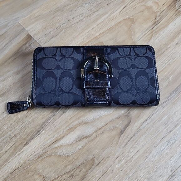 Black Soho Signature Large Zip Around Wallet - Picture 1 of 8